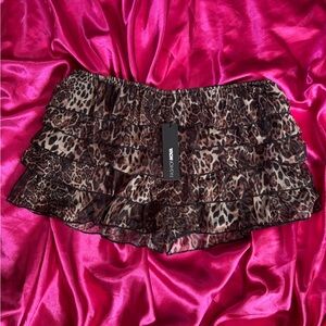 NWT Fashion Nova Bianca Leopard Bloomer Short - Brown/combo - L